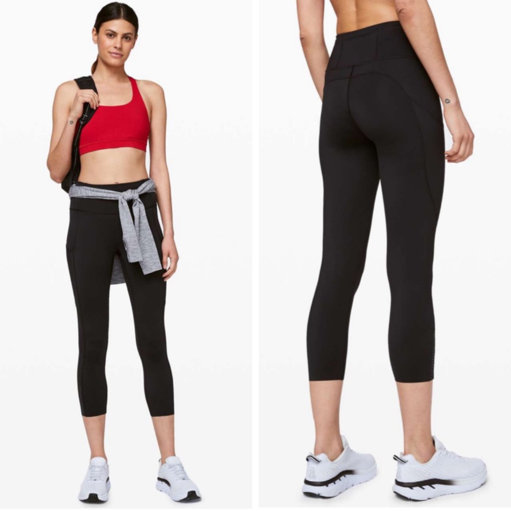 (J12) LULULEMON Fast & Free Crop Leggings In BLACK